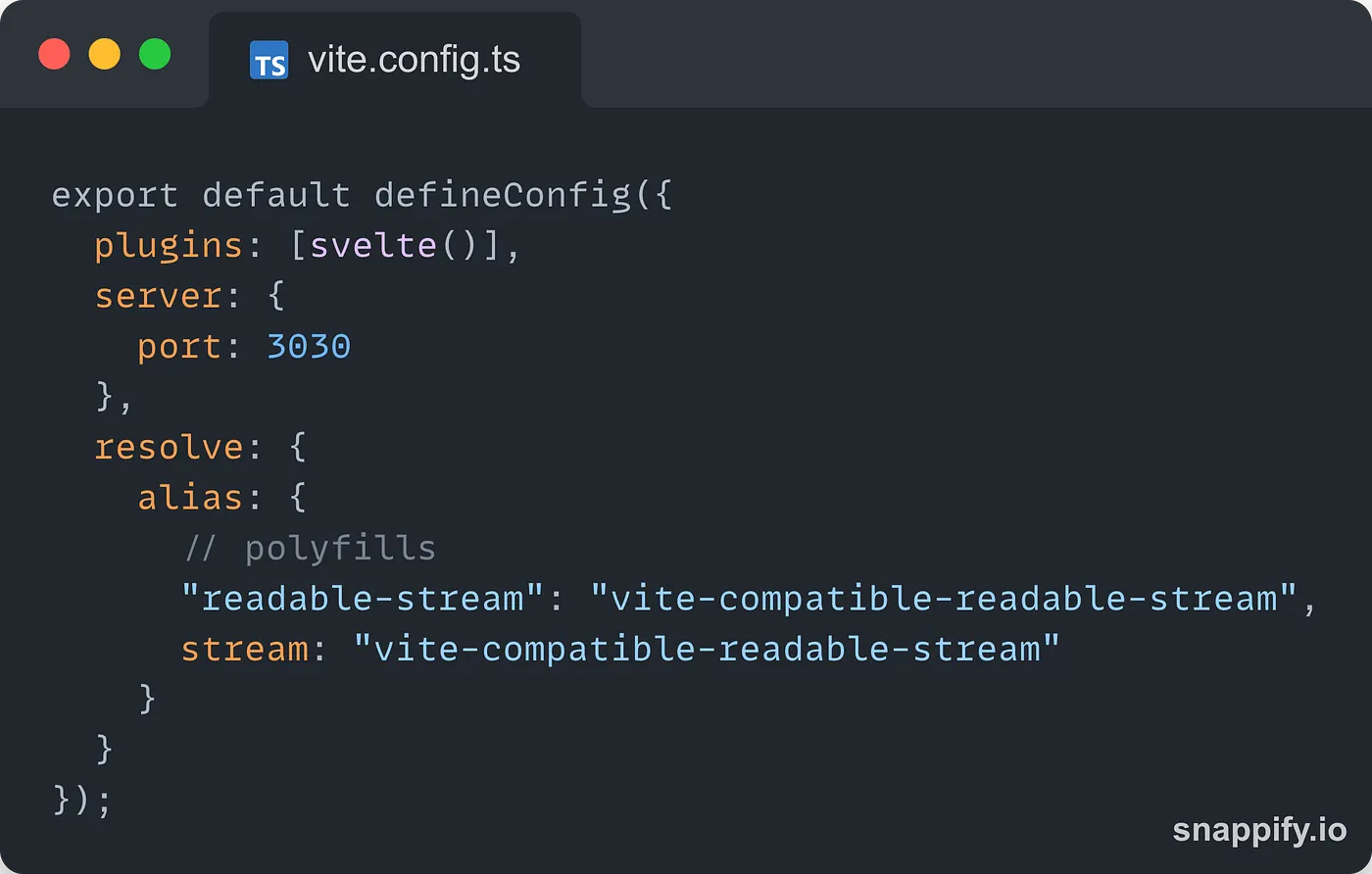 Polyfills for Taquito and dev server port for Vite