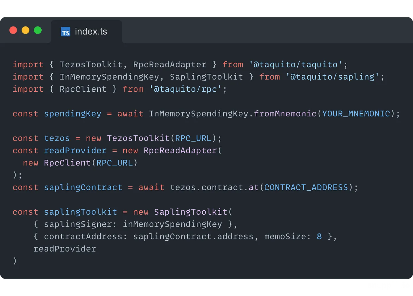 Instantiating the SaplingToolkit