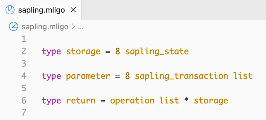 an example of sapling code types